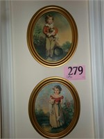PAIR OF FRAMED BOY AND GIRL PRINTS