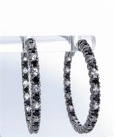 Pair of Sterling Hinged Diamond Earrings