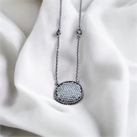 Freida Rothman Signature Pave Oval Disc Pendant