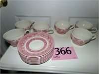 8 PIECE RED WILLOW SAUCERS CHURCHHILL