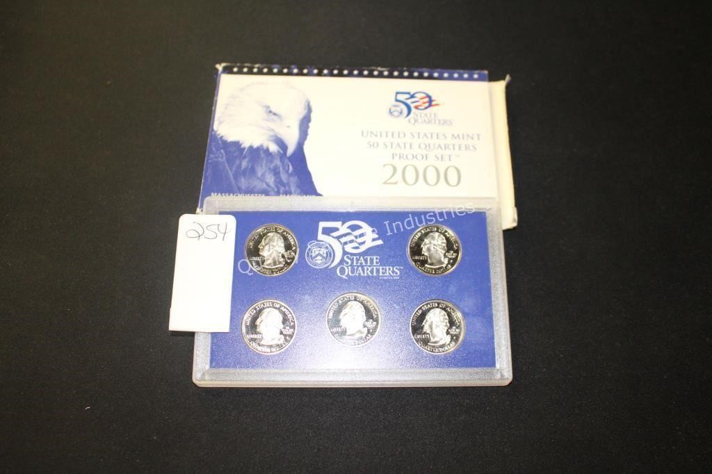2000 US mint 50-state quarter proof set (display)