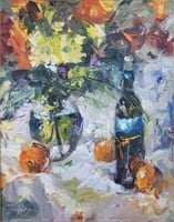 Randall S Harden 20x16 O/C Still Life, Wine, Fruit