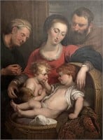 LARGE OIL/CANVAS AFTER RUBENS' "HOLY FAMILY"