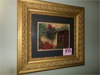 ANTIQUE GOLD FRAME WITH FLORIAL PRINT 26 X 28