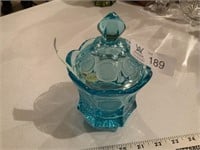 Fostoria Blue Coin Glass Sugar Dish