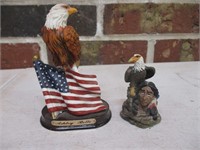 2 Bald Eagle Figurines