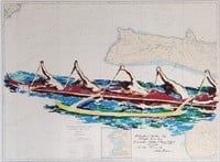 Leroy Neiman Serigraph, "...Oahu Canoe Race..."