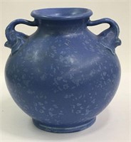 Blue Pottery Vase With Elephant Handles
