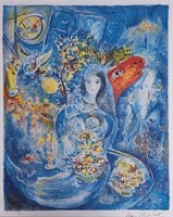 After Chagall, "Bella" Framed Lithograph