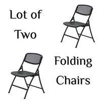 Lot of 2 - HDX Plastic Seat Folding Chair in Black