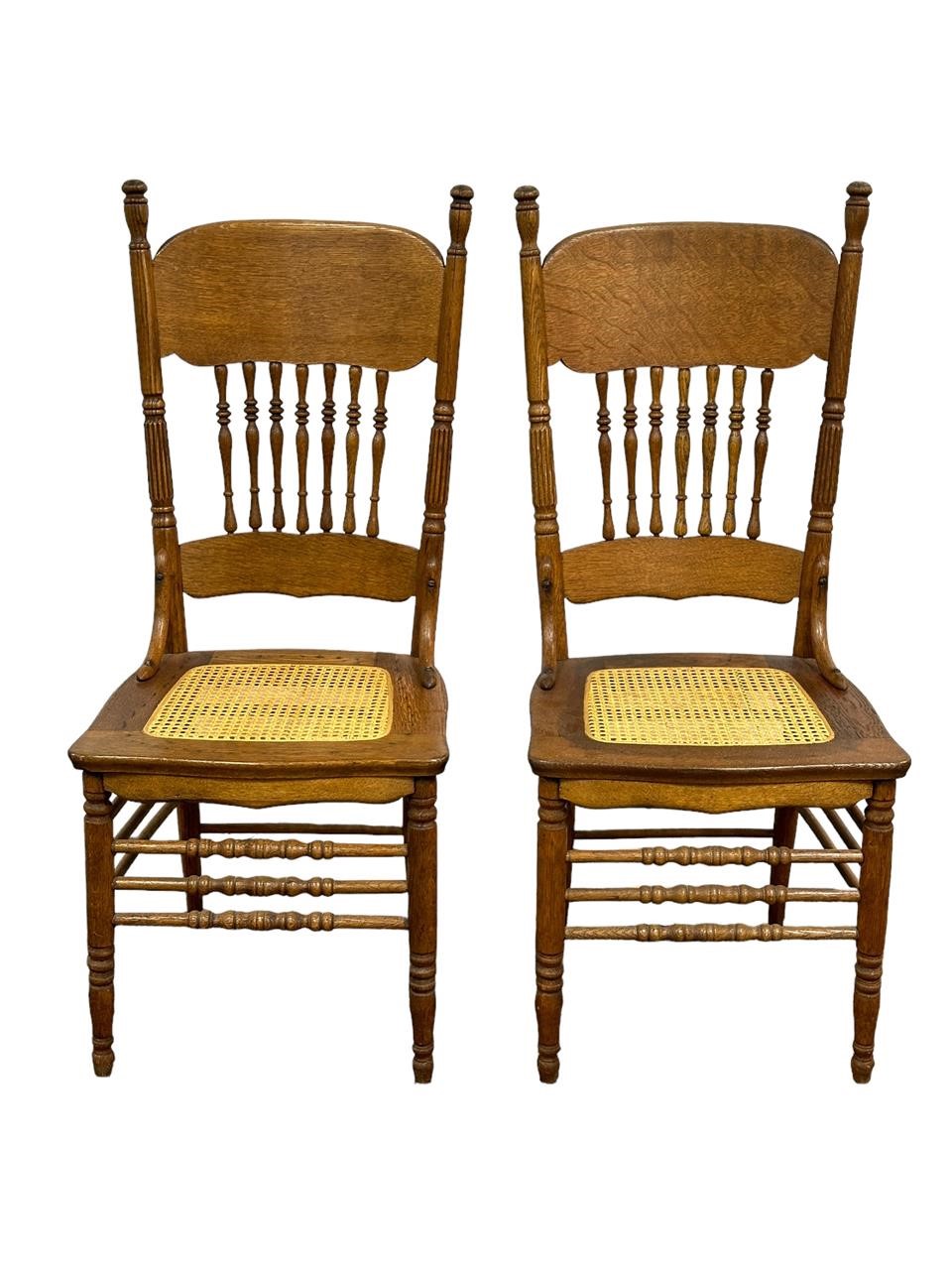 Pair of Oak Chairs w/ Cane Seats