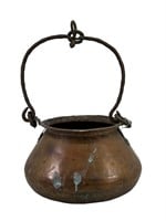 Antique Copper Cauldron w/ Cast Iron Handle