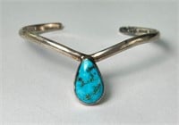 Vint Sterling Signed Michael Rogers Turquoise Cuff