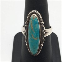 Sterling Silver Ring W Blue Stone