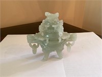 Jade carved dragon earrings incense burner