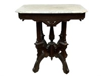 Antique Mahogany East Lake Marble Top Table