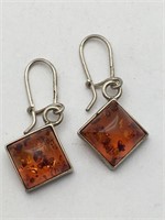 Sterling Silver Amber Earrings