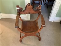 Antique Curve Bottom Wood Chair Cherry Stain