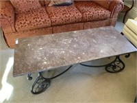 Marble top Coffee Table Ornate Bass 54" x 22" x