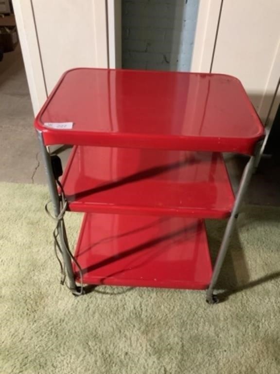 Red Metal Rolling Cart w/Electric 22" x 16" x 30