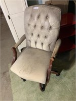 Leather like Upholstered Office Chair Wood Frame