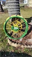 Decorative green & yellow wheel - LOCATED OFF-SITE