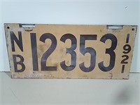 1921 New Brunswick License Plate