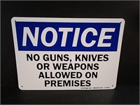 No Guns, Knives Or Weapons Plastic Sign 14x10"