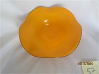 Bowl Glass Orange & Clear Bottom 41/2" Tall/10" W