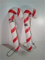 Two Vintage Blow Mold Candy Canes 34"H