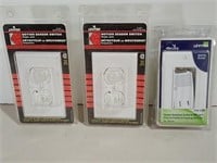 Two Motion Sensor Switches & Outlet/LED Light
