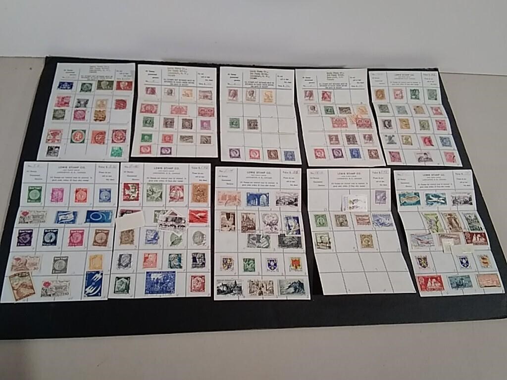 10 Shees Of World Stamps Lewis Stamp Co.