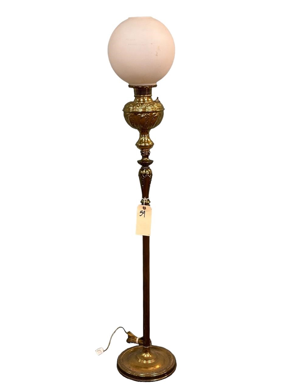 Brass Floor Electrified Oil Lamp
