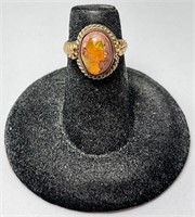 Vint. Sterling Navajo Signed "Goldfill" Opal Ring