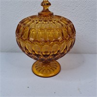 9 INCH COVERED AMBER DISH