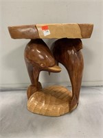 Carved Wooden Dolphin Statue/Seat