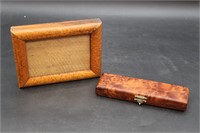 Antique Birdseye Maple Frame & Matching Pen Case