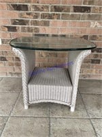 Wicker Glass Top End Table