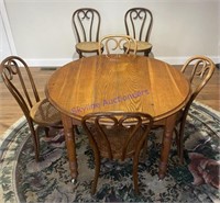 Antique Table & 4 Cane Chairs