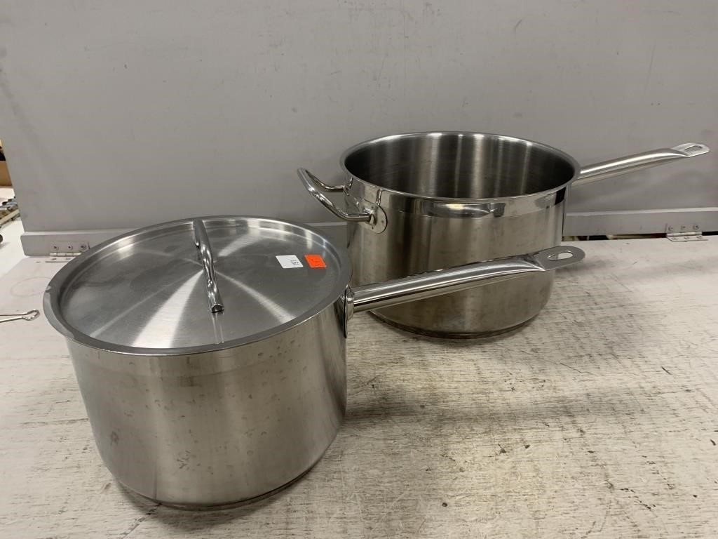 (1) 8in and (1) 10in Stainless Steel Sauce Pans