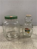 Glass Cracker Jar and Syrup Jar