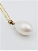 14KT YELLOW GOLD FRESHWATER PEARL PENDANT WITH