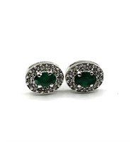 STERLING SILVER NATURAL EMERALD (0.82CT) EARRING