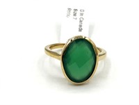 STERLING SILVER NATURAL GREEN ONYX (4.27CT) RING,