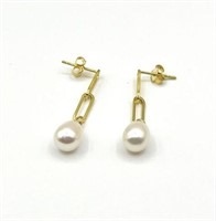 STERLING SILVER GOLD PLATED FRESHWATER PEARL