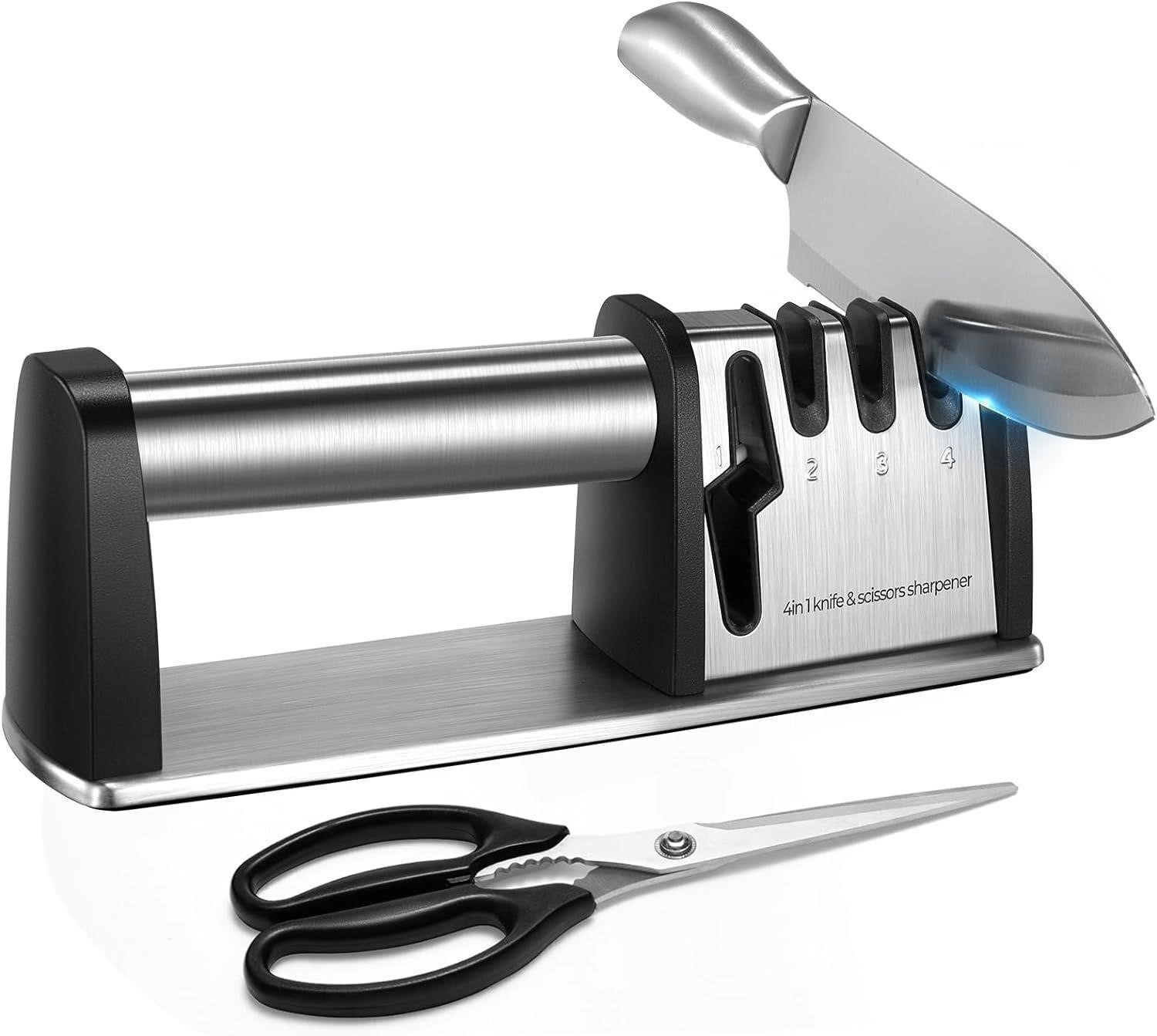 Sharpener Tool, 4 in 1 Knife and Scissor Sharpener