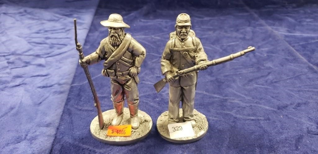 (2) Pewter Military Figurines (4.5" Tall)