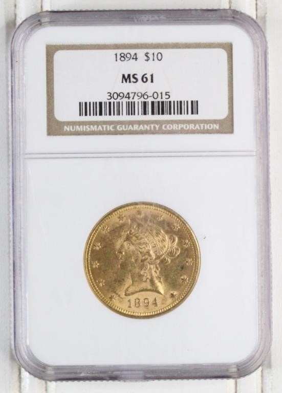1894-P $10 Gold Coin NGC MS 61