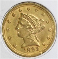 1893 $2 1/2 Dollar Gold Coin
