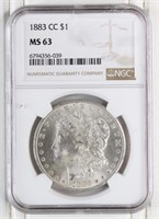 1883-CC Morgan Silver Dollar NGC MS 63